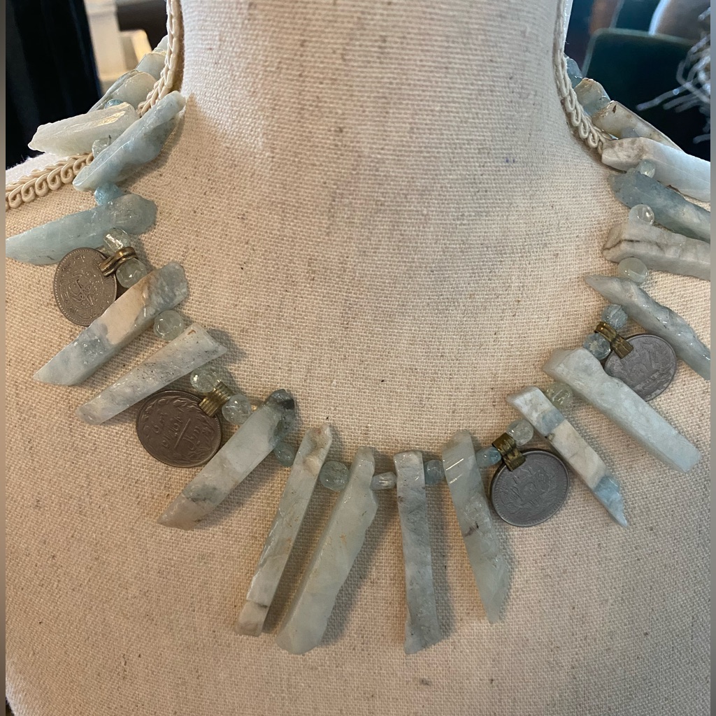 Blue Stone Necklace With Coins